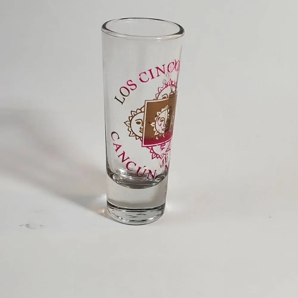 Collectible Shot Glasses Los Cinco Sol Cancun, MX